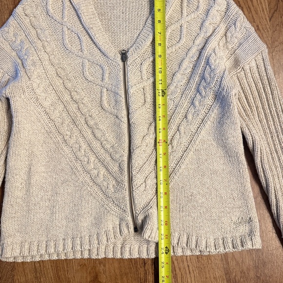 Woolrich Merino Wool Blend Full Zip Sweater Gray Womens L Cardigan - Picture 5 of 8